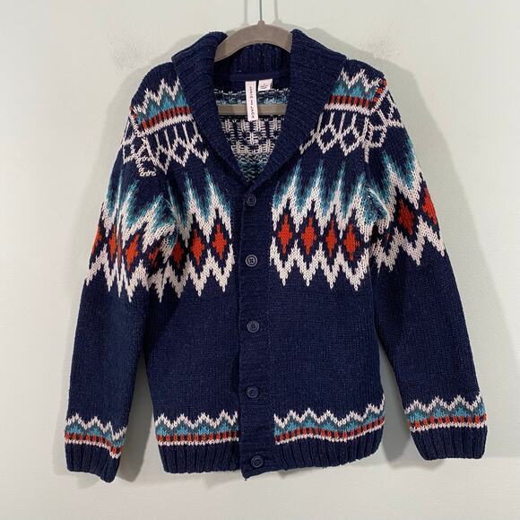 Janie & Jack Boy's Multicolor Fair Isle Button Up Cardigan Size 5 - Picture 1 of 8